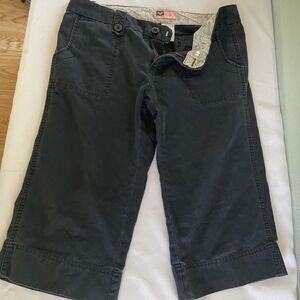 Vintage Roxy Quicksilver Pants Juniors 9 Black Carpenter Capri 100% Cotton